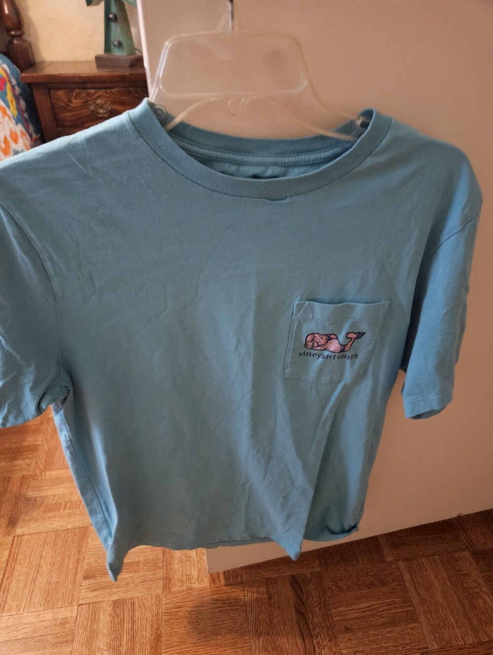 Vineyard Vines Mens Teal Pocket Tee with Whale Logo